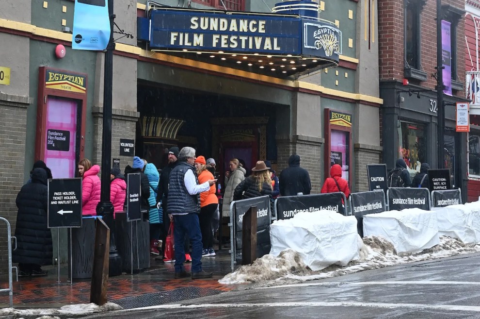 The historic Egyptian Theatre is seen in the snow at Park City during the 2024 Sundance Film Festival on January 21, 2024 in Park City, Utah. (Credit: Araya Doheny/Getty Images)